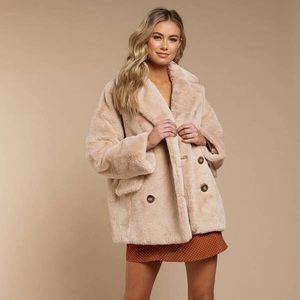 NWT - Free People Faux Fur Double Breasted Coat
